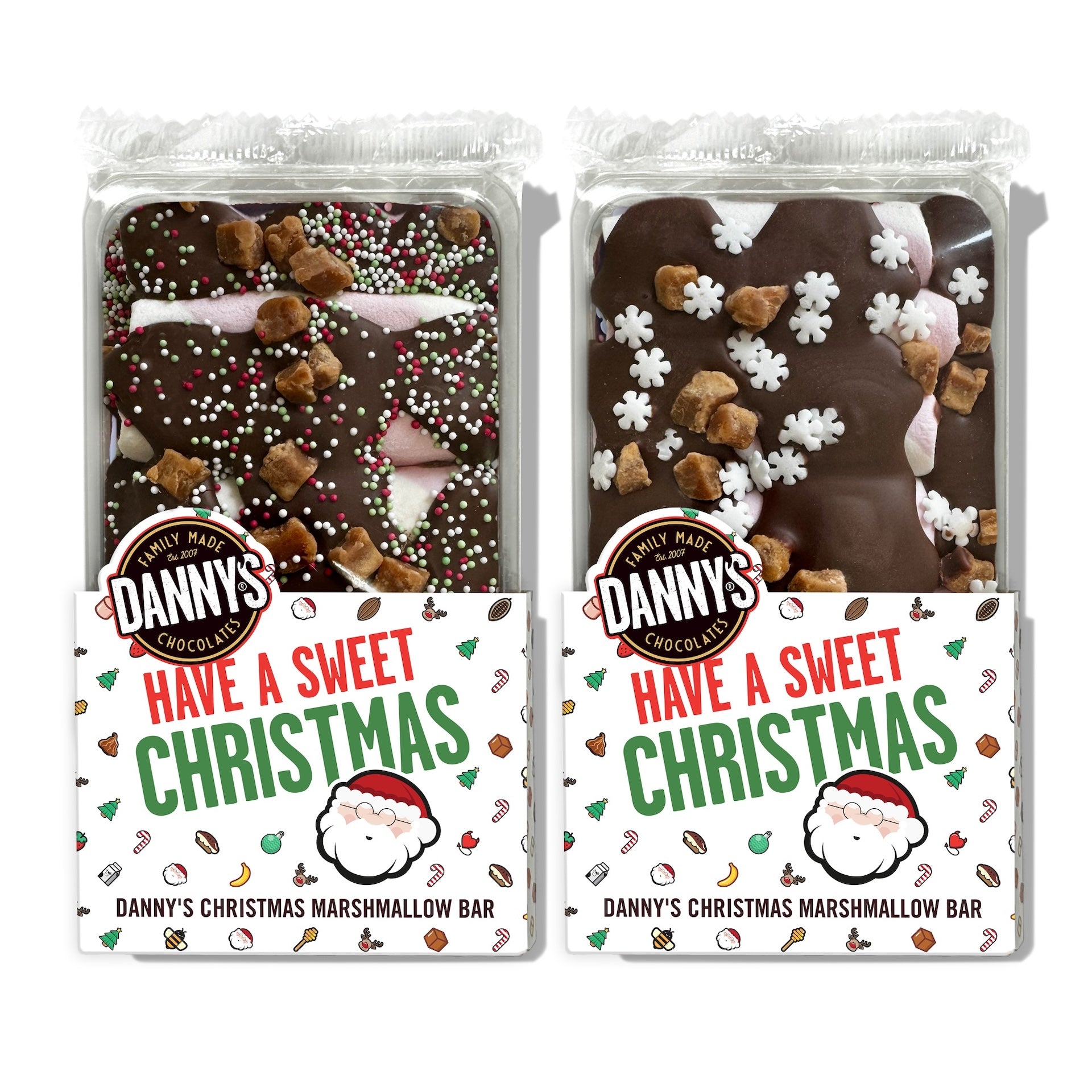 DANNY'S LARGE CHRISTMAS MARSHMALLOW BARS - 6 Fluffy Marshmallows Covered In Mighty Milk Chocolate Bars in Gift Pack 2 x 150g - DANNY'S CHOCOLATES